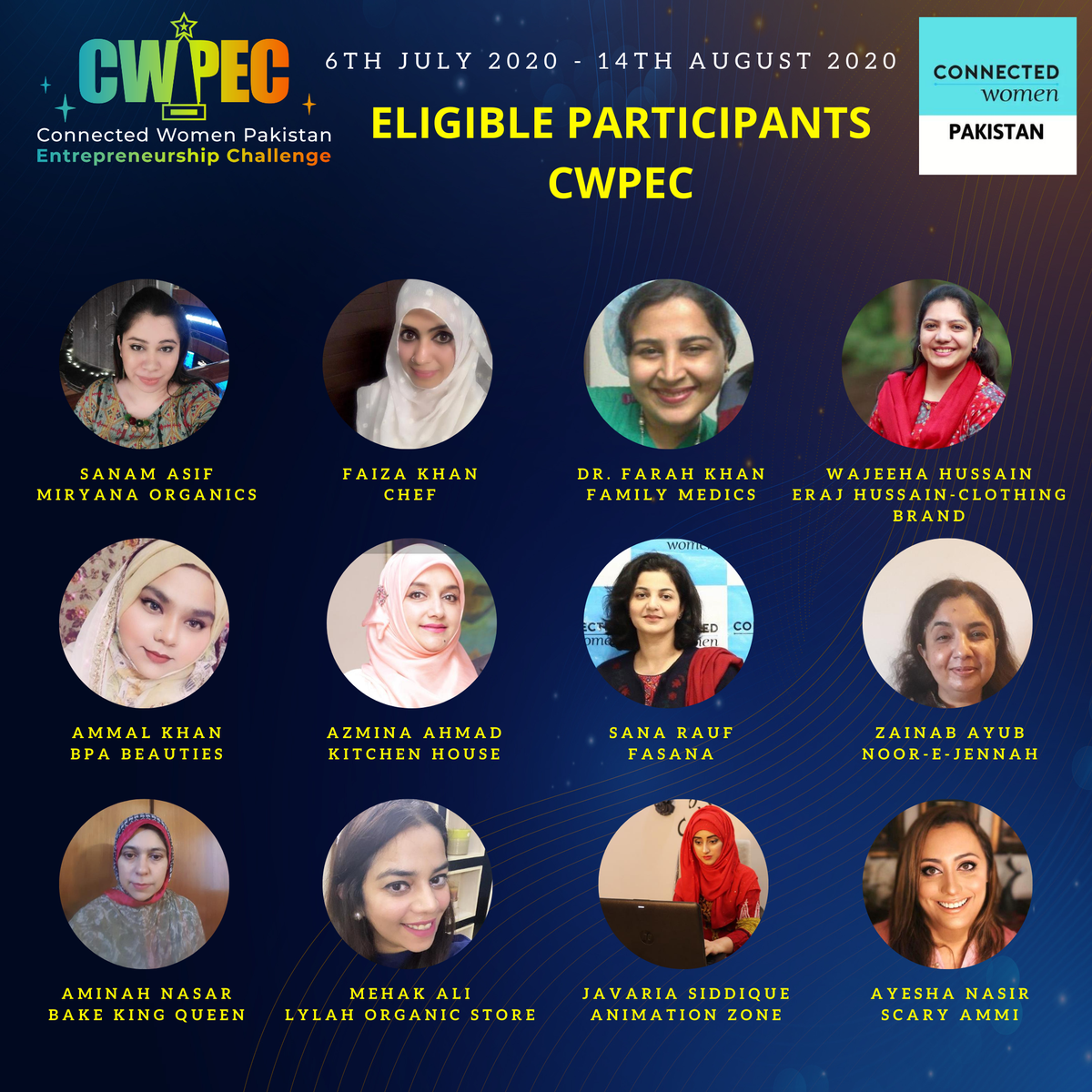 pakistan_women's tweet photo. Meet 12 participants of the CWPEC. Wish them luck and root for your favorite! 🎉

#CWPEC #CWPK #womencando https://t.co/pE4sioUqVB