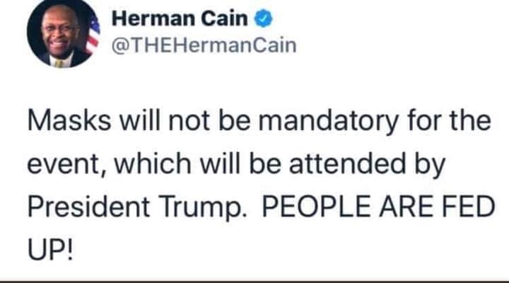 TenceWolfe's tweet photo. Fed up? 🤷
Wearing masks?
Social distancing?
Limited capacity?
Closed schools?
Seems the Fed-up Folks are learning the hard way they aren't immune to the virus even as they cry with #MAGAt incredulity:
"But…but…
…Dear Leader Promised!" 🤧
#KillerHoax #TrumpVirusCatastrophe https://t.co/E2UgghyixC
