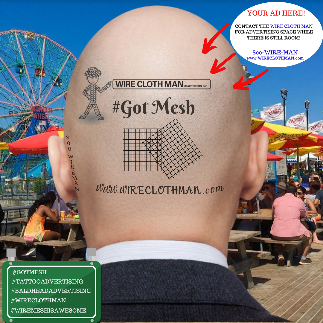 wireclothman's tweet photo. Trying out a new Ad Campaign Using some tattoos on bald heads! What do you think?😉 #GotMesh #wireclothmanufacturers #wireclothman #wcm #mesh #weldedmesh #wovenmesh #gurillamarketing #viral #viralmarketing #hardwarecloth #tattoo #tattooadvertising #wiremeshisawesome #quarry https://t.co/cRjyXYN8xQ