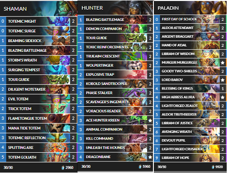 Maur1HS's tweet photo. Theorycrafted aggro decks and a paladin deck.Really hoping that paladin finds a playable deck in the new expansion. https://t.co/E67WrwyHDS