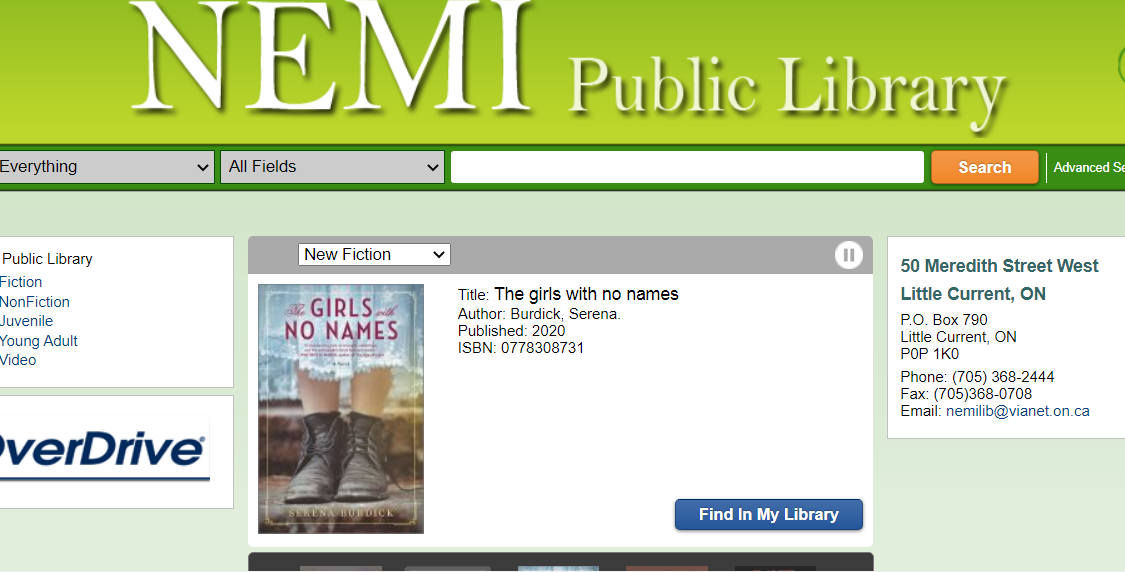 NemiLibrary's tweet image. Did you know that you can see new books added to our collection on our online catalog?  And you can choose the category - New Fiction, New Non-Fiction, New Juvenile, New Young Adult and New Video.  

To start browsing, just head to:
olsn.ent.sirsidynix.net/client/en_US/n…