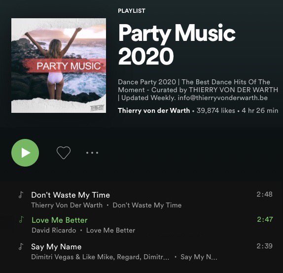 DavidRicardoDR's tweet photo. WOW my new single is now featured on the world famous DJ PRODUCER , THIERRY VON DER WARTH Spotify Playlist !
Check the link below : 

https://t.co/G4nm9jdv3M https://t.co/zDss6pD9CD