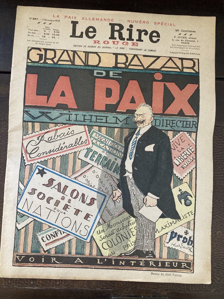 I bought this newspaper the other day at a French flea market. It’s from 2 November 1918, the end of WWI, published 7 days before the Kaiser abdicated and 9 days before the armistice.(Thread)