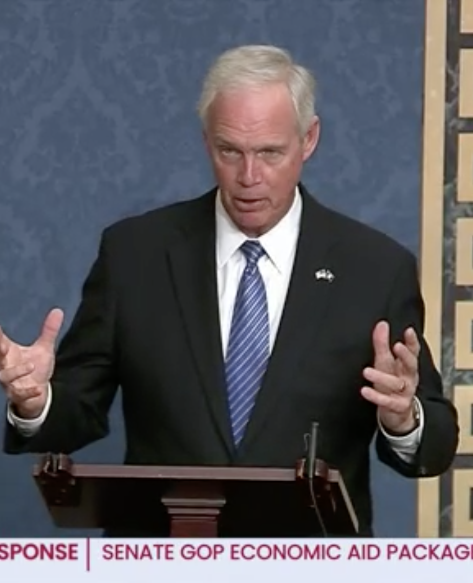 Screenshot of Senator Johnson speaking on the Senate floor.