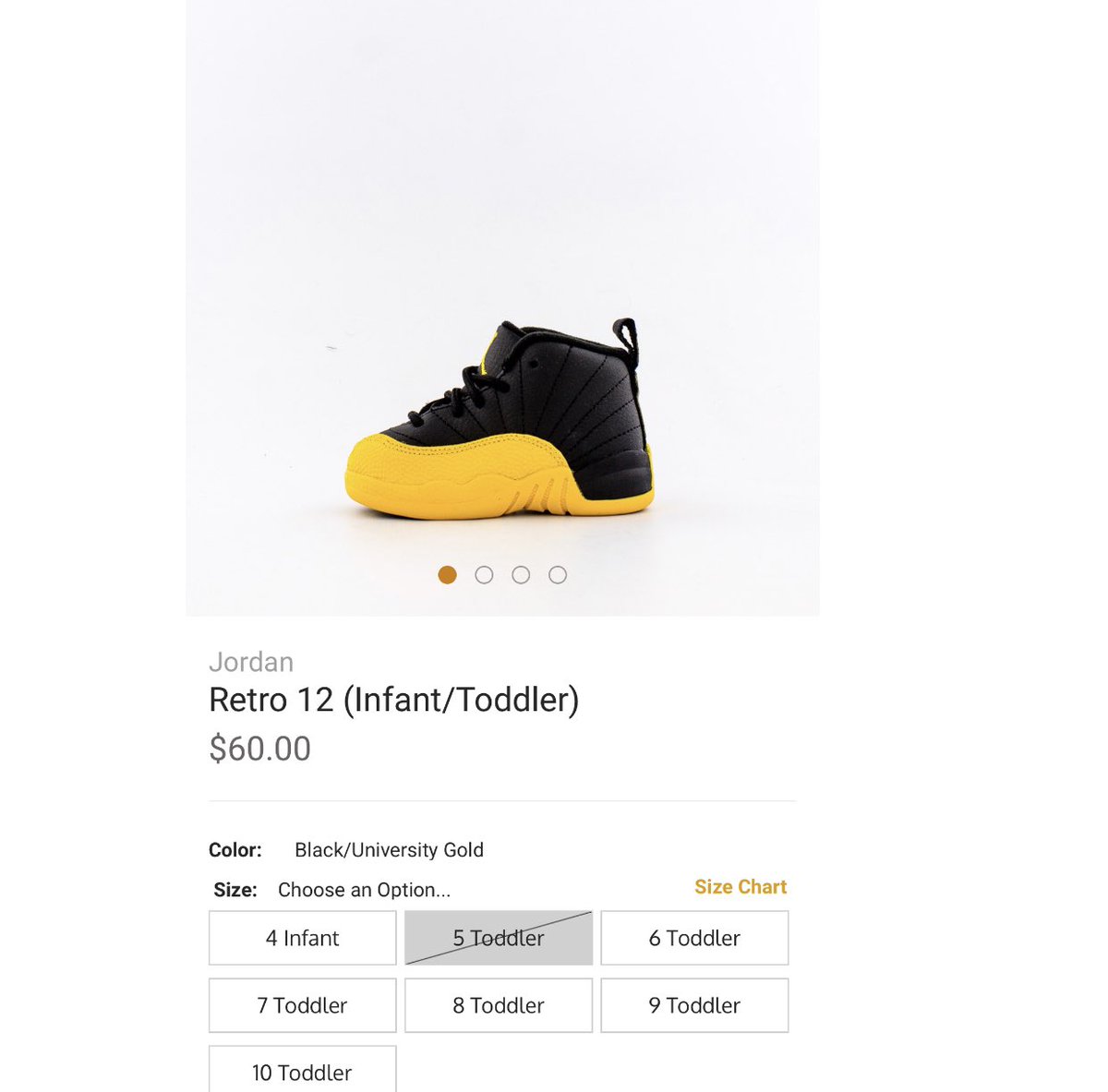 jordan 12 university gold infant
