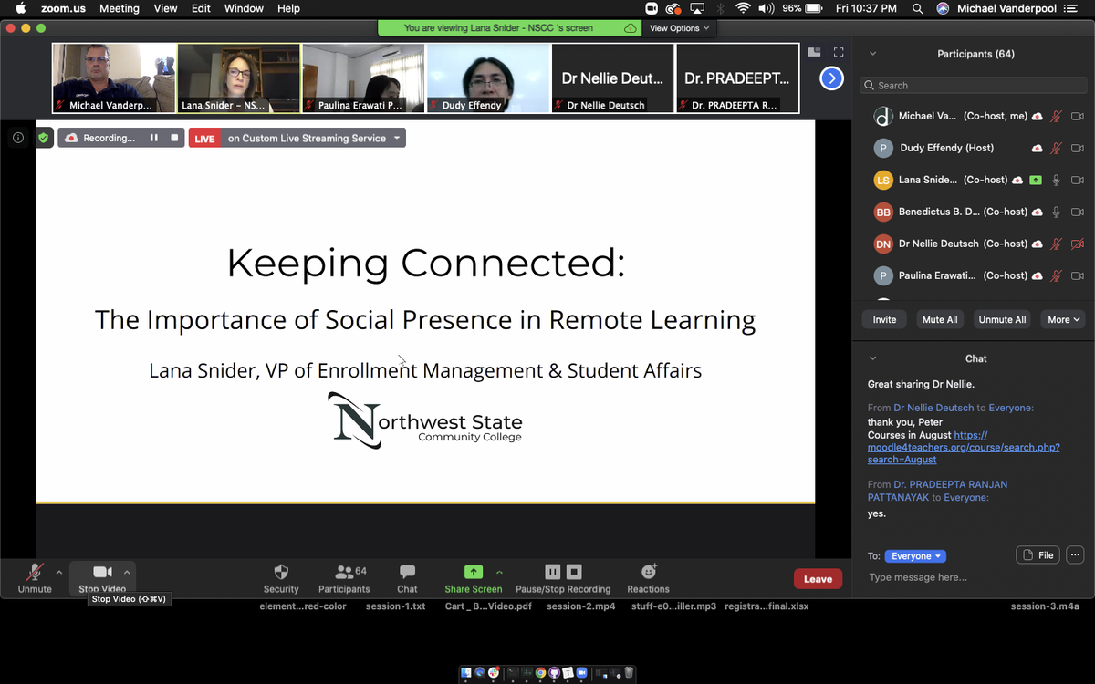 NorthwestState's tweet photo. Lana Snider &amp; Mike Vanderpool of NSCC recently presented for the Transforming Traditional Classroom Teaching to Online Teaching webinar. Thank you to Dudy Effendy, educator and attendee of the #OhioLeads Summit, for organizing the event and inviting us to participate. https://t.co/pcki2eRmEh