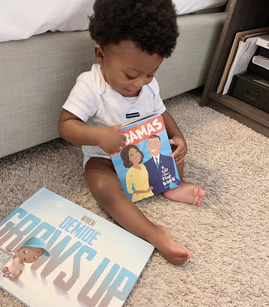 thereadreach's tweet photo. This is Ademide, a bright reader from a very young age. 

With the help of his mum, he reads books of beautiful, kind, intelligent, strong and powerful characters at an early stage of life because representation matters.

“What books are your little ones currently reading?”ruedko https://t.co/VpAzV8GSsF
