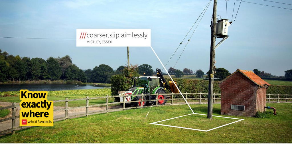 Pylon labelled ///coarser.slip.aimlessly