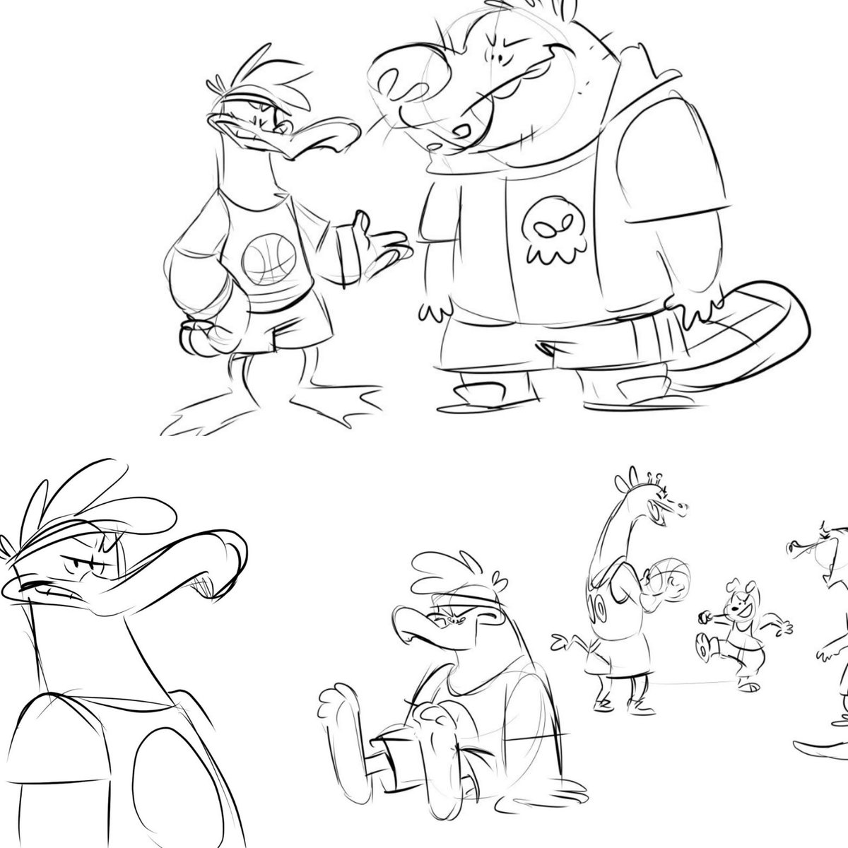 Lol I had this story about a duck who became a bully and grew up to become humble. He wanted to play basketball but all the other kids made fun of his big old duck feet. He befriended another outcast and they became notorious school bullies. He grows up and they get married. 