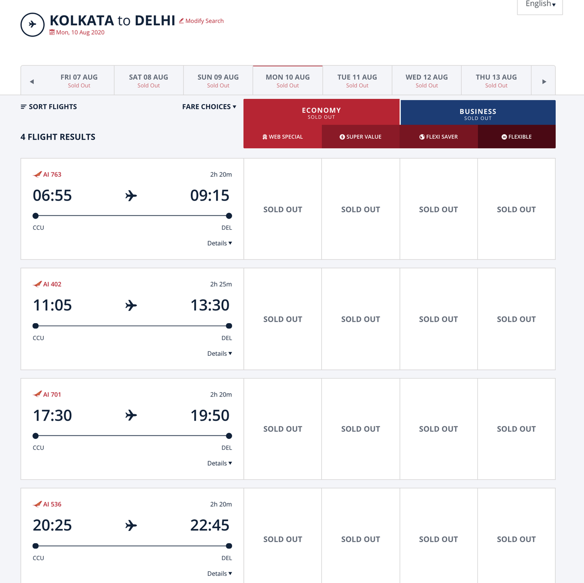 apurvnigam's tweet photo. @airindiain @airindiain No domestic flights available on 10th Aug from Kolkata to Delhi. I have to reach Delhi on 10th Aug night to catch VBM flight to London on 11th Aug early morning. Please help with booking. https://t.co/YdQQtN7Ths