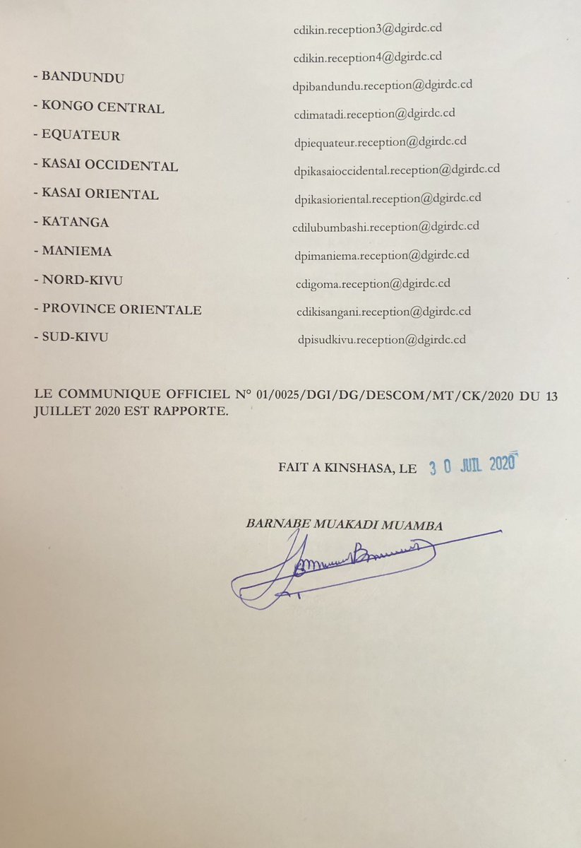 Echéances fiscale du 31 juillet : Le montant de l’acompte du est à payer dan son intégralité, conformément aux dispositions de l’article 3 de la loi de finances 2020 qui interdit les compensations.@MinFin_rdc @B_Mwakadi @investindrc