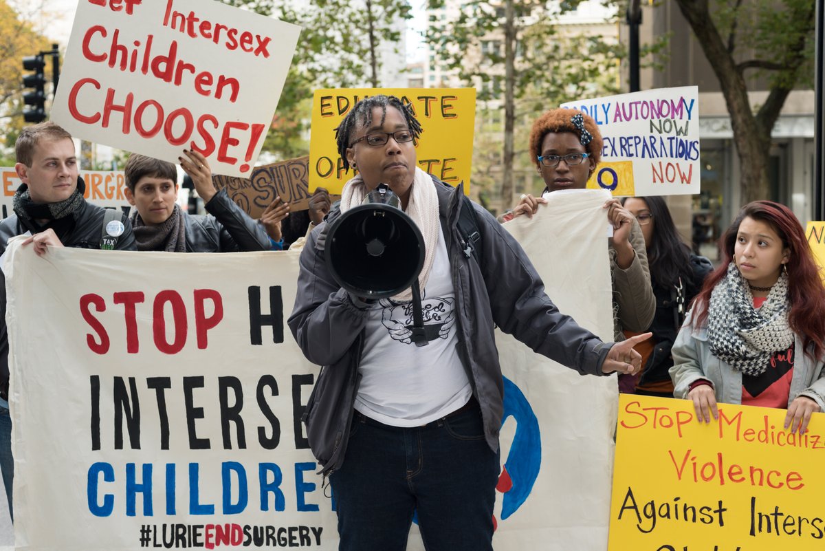 "Imagine the world we need to thrive, not just survive." They shout out  @prisonculture.Organizing starts at home, which is what  @SeanSaifaWall,  @Pidgejen, and  @IntersexJustice did. They started with ONE hospital:  @LurieChildrens