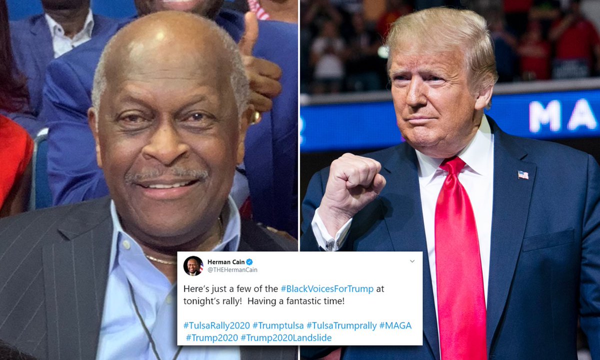 Herman Cain, 74, died from  #COVID after attending  @realDonaldTrump superspreader maskless rally in Tulsa  #Oklahoma. As an ER doc on the frontlines Cain's death is no surprise; over 150k dead due to Trump &  @GOP misinformation. To see the lives, scroll through the thread.