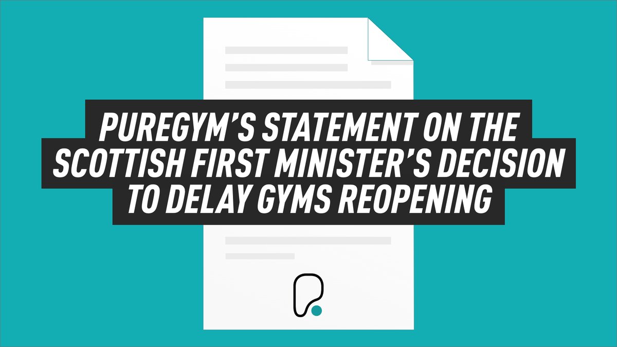 PureGym's tweet photo. We're disappointed that @NicolaSturgeon is not allowing Scottish people back into gyms as soon as possible. We urgently call on the First Minister to re-examine the current, factual evidence, engage with us and our industry bodies. See our statement here:

https://t.co/nENvI4v5JI https://t.co/xq9cmLcd8N