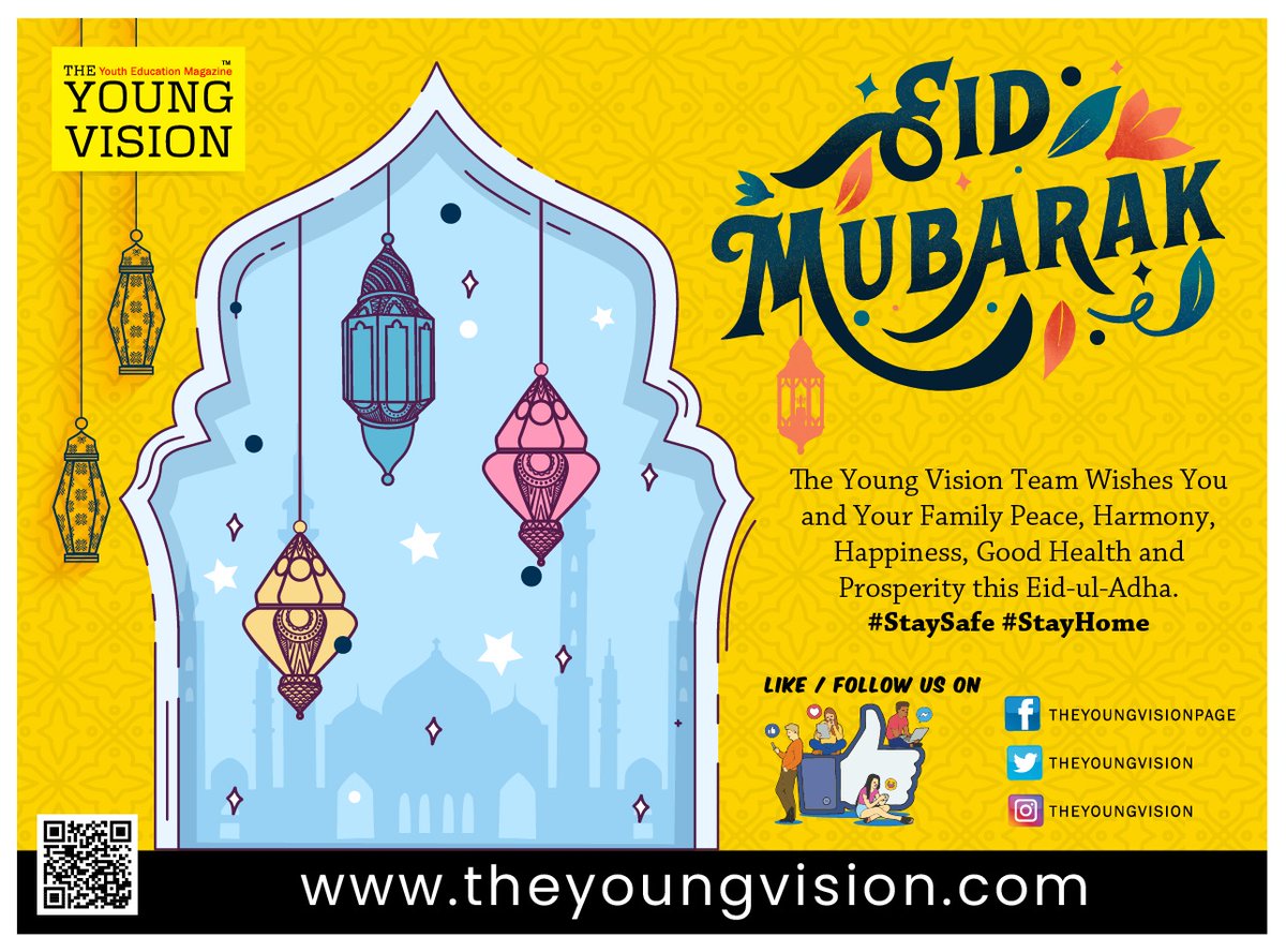 theyoungvision's tweet photo. The Young Vision Team wishes Everyone a Happy and Joyous Eid ul Adha 🌙🤲...Have a wonderful Holidays ❤🎁🎊 😍#Eid2020 #StaySafe #StayHome #Festive #TYV #TheYoungVision #EidinDubai #nurturingyouthvision #transforminglearningexperience #UAELeadingEducationMagazine #YouthMagazine https://t.co/AAlLYsvoah