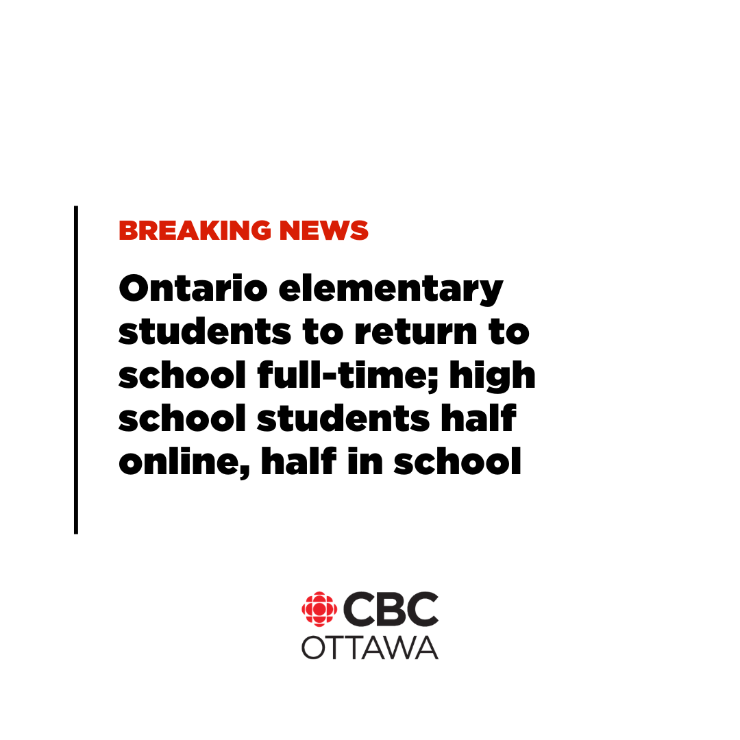 CBCOttawa's tweet photo. BREAKING: It's back to school five days a week for most Ontario students: https://t.co/akZpbv7GUt

#ottnews #onpoli #ottschools #Ottawa https://t.co/lYfVdkBc6q