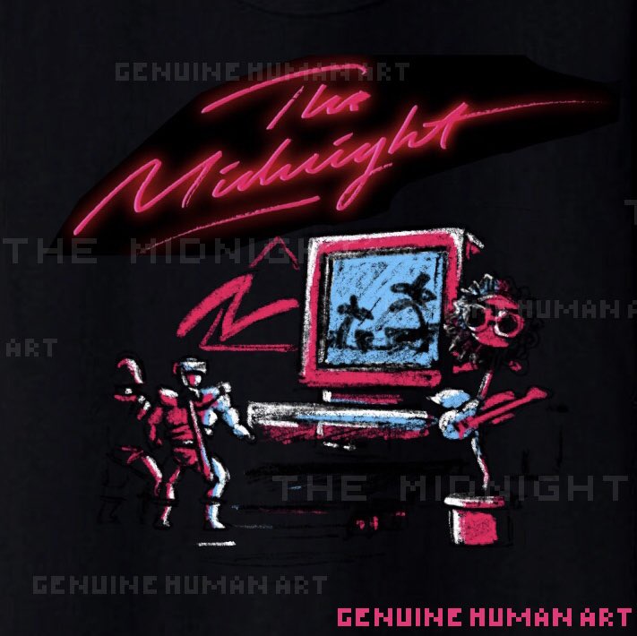 The Midnight have a very strong creative vision. Very clear. So the brief was solid - a bedroom computer vibe. Classic style. I could see it instantly based on the description. I sketched a few. Some with role playing dice. Action figures. 3/