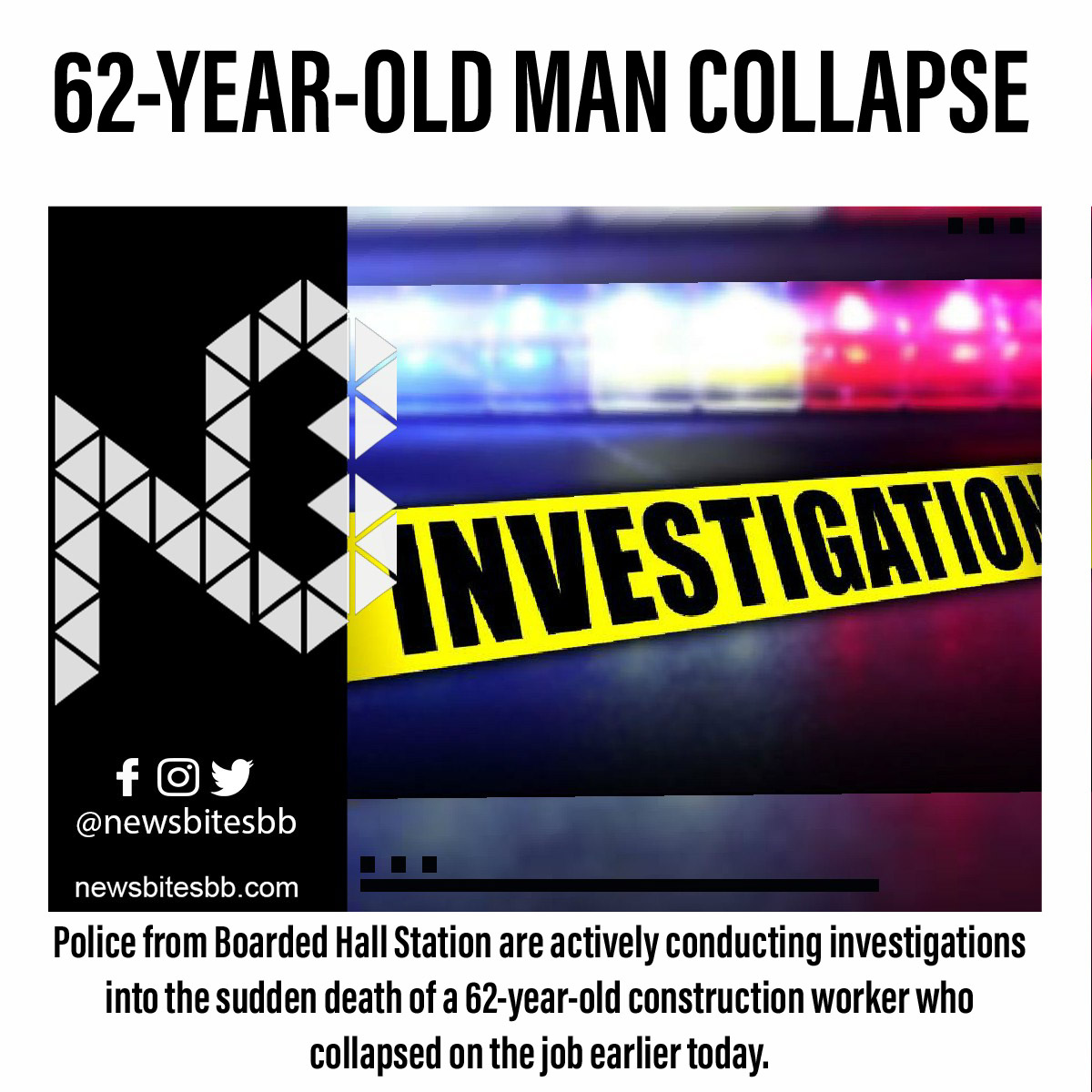 newsbitesbb's tweet photo. 62-year-old workman collapse and dies in https://t.co/xHyIWGTFN6 https://t.co/pDNwFiKw53 https://t.co/0m9QIhTsn8