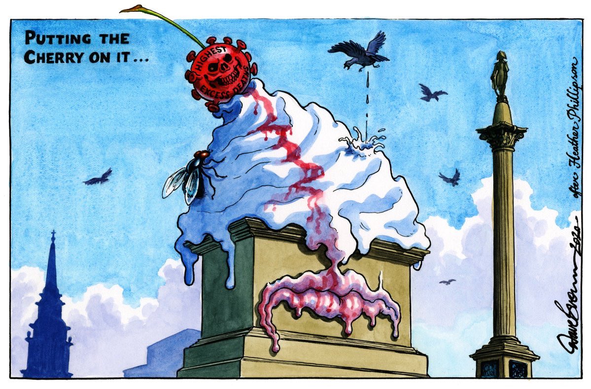 Cartoon4sale's tweet photo. Dave Brown's @Independent cartoon... #BorisJohnson #ExcessDeathRate #COVID19 #Coronavirus #TheEnd #4thPlinth #TrafalgarSquare #HeatherPhillipson - political cartoon gallery in London https://t.co/dePcTdnXF6 https://t.co/WCokjjaMeM