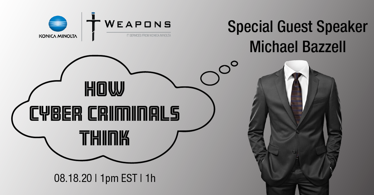 ITWeapons's tweet photo. Join Michael Bazzell, former @FBI #cybercrime investigator &amp; advisor on TV drama, #MrRobot to learn how to protect your business against rising cybercrime in our #webcast, “How Cyber Criminals Think” Aug 18. Register now!
https://t.co/1u4CXtsvuA https://t.co/zPi9qYXaJ4