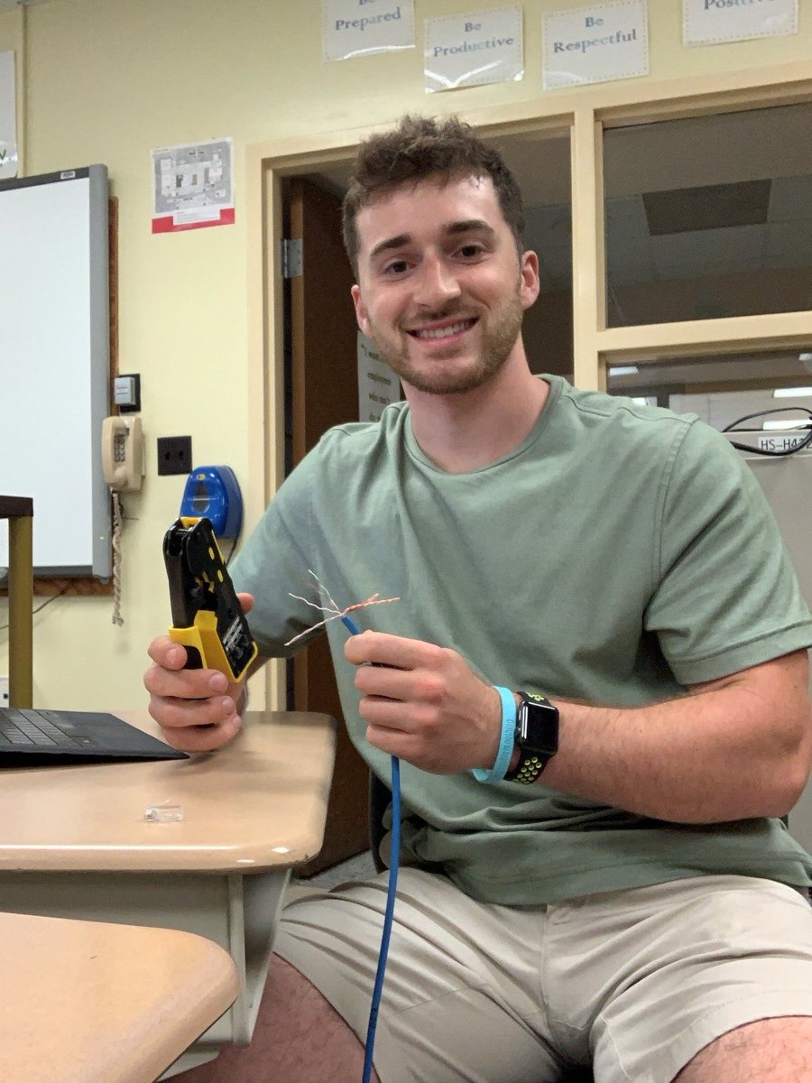 WestFayWIB's tweet image. We’re pleased to have Exp. Works! PLUS intern Tyler, a Management IS major from IUP, at Derry Area SD as their IT Intern! Here, he is making ethernet cables and installing security cameras. Thank you for your hard work, Tyler! #NationalInternDay #PASummerInterns #InternsofPA2020