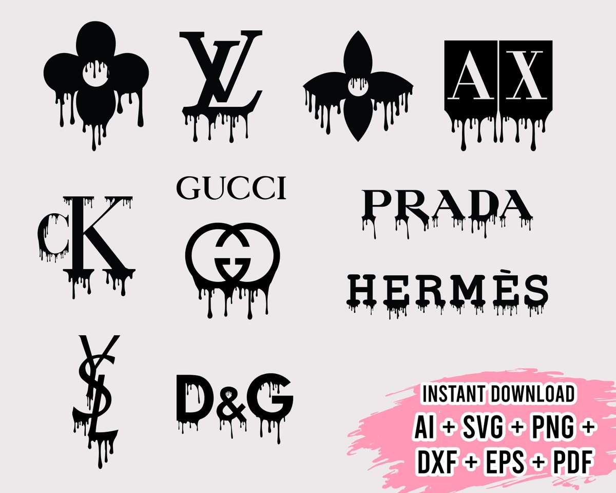 21 Fashion Brand Dripping Logo Bundle Svg, Louis Vuitton Svg - Inspire  Uplift