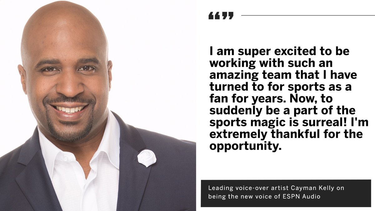 Leading voice-over artist <a href="/CaymanKellyshow/">Cayman Kelly</a> becomes new voice of ESPN Audio

Listeners will hear Kelly's dynamic sound across the network beginning in August

More: bit.ly/2XeHY1A