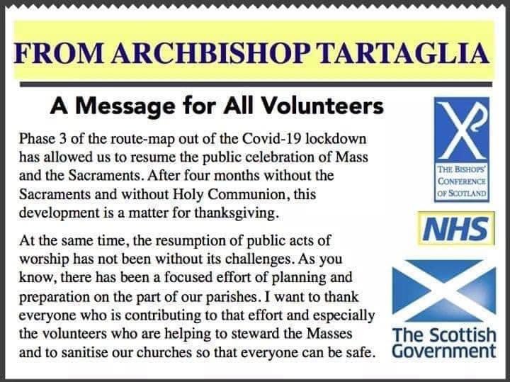 ArchdiocGlasgow's tweet photo. A sincere thank you to all of you from the Archbishop https://t.co/InYop6rVXe