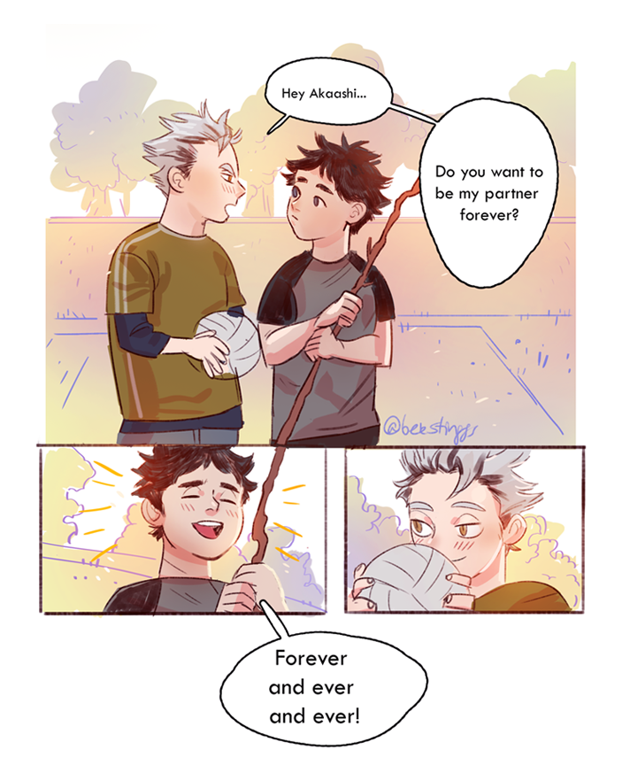 #bokuakaweek Day 1! Childhood friends + Confession !!

Akaashi would totally wake up in the middle of the night and overthinks the things Bokuto said to him when they were young and probably didnt realize until years later... 