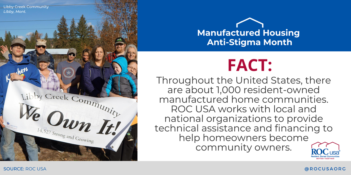 ROCUSAorg's tweet photo. One stigma about #manufacturedhomes is that the residents can never obtain the same level of security that comes with owning a site-built home. However, in #residentownedcommunities, residents own their community cooperatively.
#RightAtHome2020 https://t.co/vU4MLa3WMj