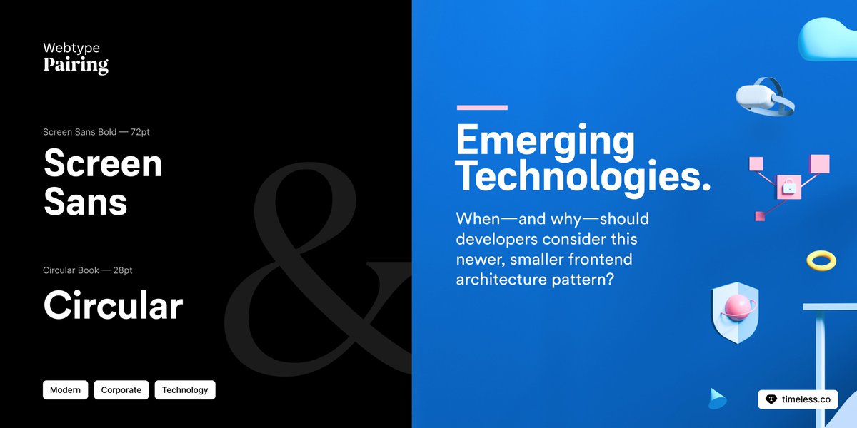 timelessco's tweet photo. 📬WebType Pairing Ep07:
Screen Sans + Circular 🔥

#type #fonts #typography #webtype #typepairing 
#circular #webdesign #designthinking #happytype 
Screen Sans at @itfoundry by @JeremieHornus &amp; Ilya Naumoff
Circular by @lineto_com 
- https://t.co/NIKgegf27j