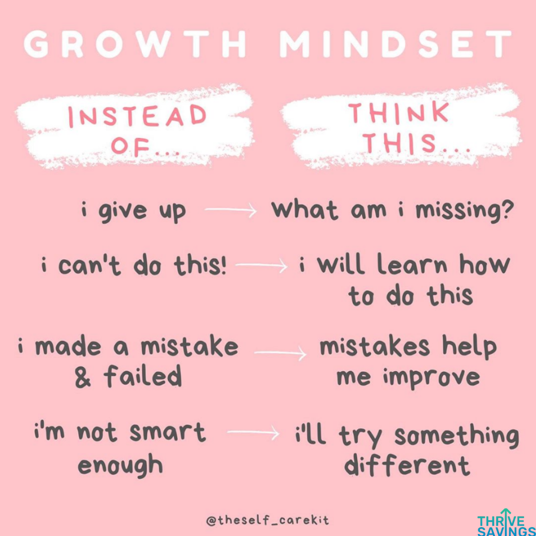 Having a growth mindset is critical to your success and happiness 💛

#ThriveSavings #growthmindset #relatable #quotes #lifequotes #lifeadvice #lifestyle #motivation #selfcare #student #newgrad #graduate #love #success #goals #career #wfh #inspiration #positivity #happiness