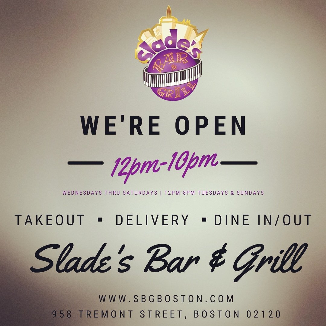Slades_Boston's tweet photo. OPEN NOW TILL 10PM Wednesdays-Saturdays
&amp; NOON Till 8PM Tuesdays &amp; Sundays
🔥TRY OUR OX TAILS TODAY🔥

#SladesBarNGrill #Slades #SBG #TheSoulOfBoston #TeaseYourTasteBuds #WereMoreThanJustChicken #WeAreLegendary #Lunch #Dinner #est1935 https://t.co/m7sqbTAQPG
