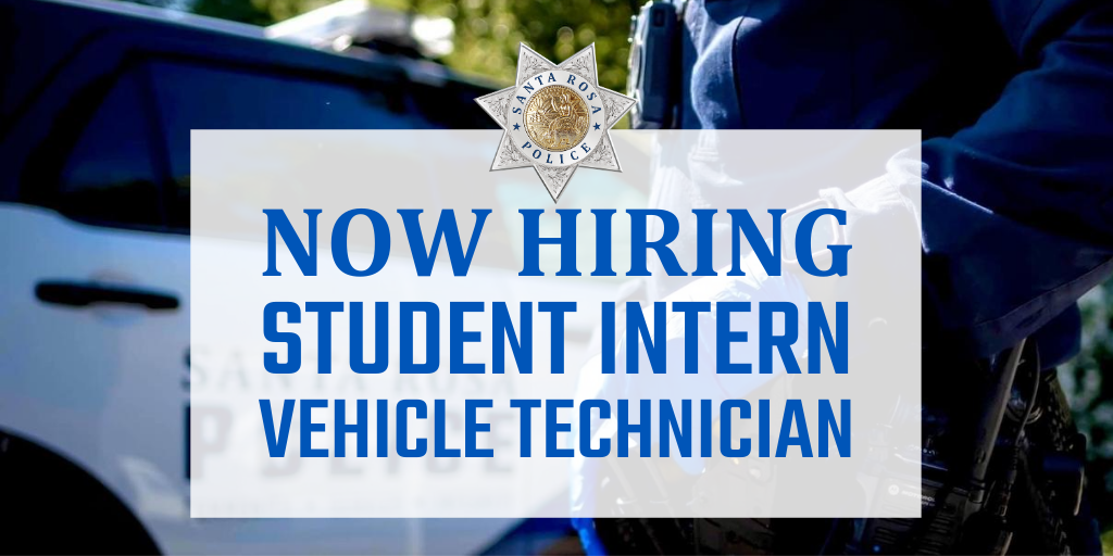 SantaRosaPolice's tweet photo. Students! Looking for a career in law enforcement? Get the experience you need with an #internship as a Student Intern Vehicle Technician. Starting at $15/hour with 10 – 20 hours per week. APPLY https://t.co/ybp8LqONcd Closes on 8/13, or when app capacity is reached. #JoinSRPD https://t.co/pt71BrT687