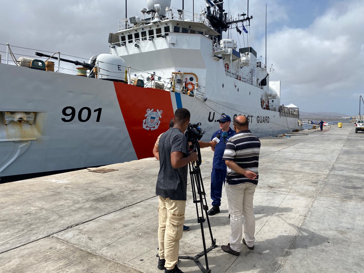 "At the invitation of the Cabo Verde government, we are supporting an American initiative to enhance maritime domain awareness in the region to promote our mutual goals of safety, security, and economic prosperity," said Cmdr. Don Terkanian, Commanding Officer of the #uscgc Bear
