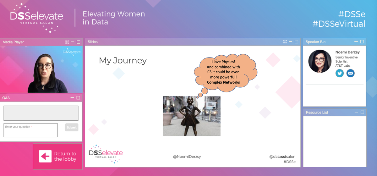 “Every woman’s journey starts with a fearless girl. And this fearless girl was in love with physics.” -<a href="/NoemiDerzsy/">Noemi Derzsy</a> during #DSSe discussing her journey and career in #datascience! #fearless