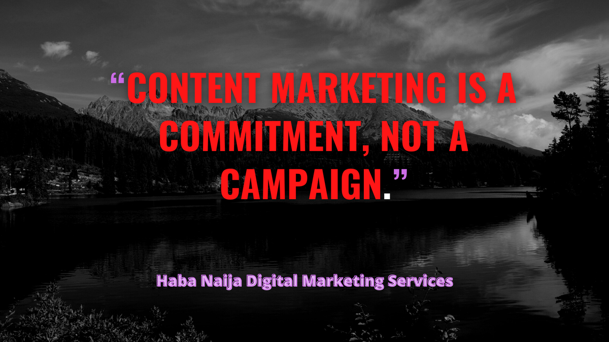 Haba_naija's tweet photo. “Content marketing is a commitment, not a campaign.”
Haba Naija is dedicated to giving you the best digital marketing service! https://t.co/rE3ImJK0GZ