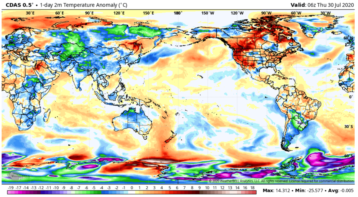 LpdlcRamirez's tweet photo. Global temperature anomaly of the last 24 hours has been slightly negative : -0.005 °C
The most negative anomaly was around the southern hemisphere / Antarctica : -0.905 °C.
Asia is in second position : -0.440 °C
Ref 1981-2010 https://t.co/qHqa3tt0Wp