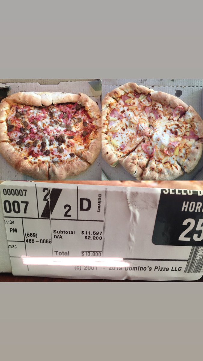 Rorox19's tweet photo. @dominospizza_cl hola dominos porfaa estén más pendiente del control de calidad soy cliente frecuente y es primera vez que me llegan las dos pizzas así 😖 vino un poco desastrosa la presentación. No me gustaría que las próximas me llegaran así. https://t.co/pGX0oMoGsn