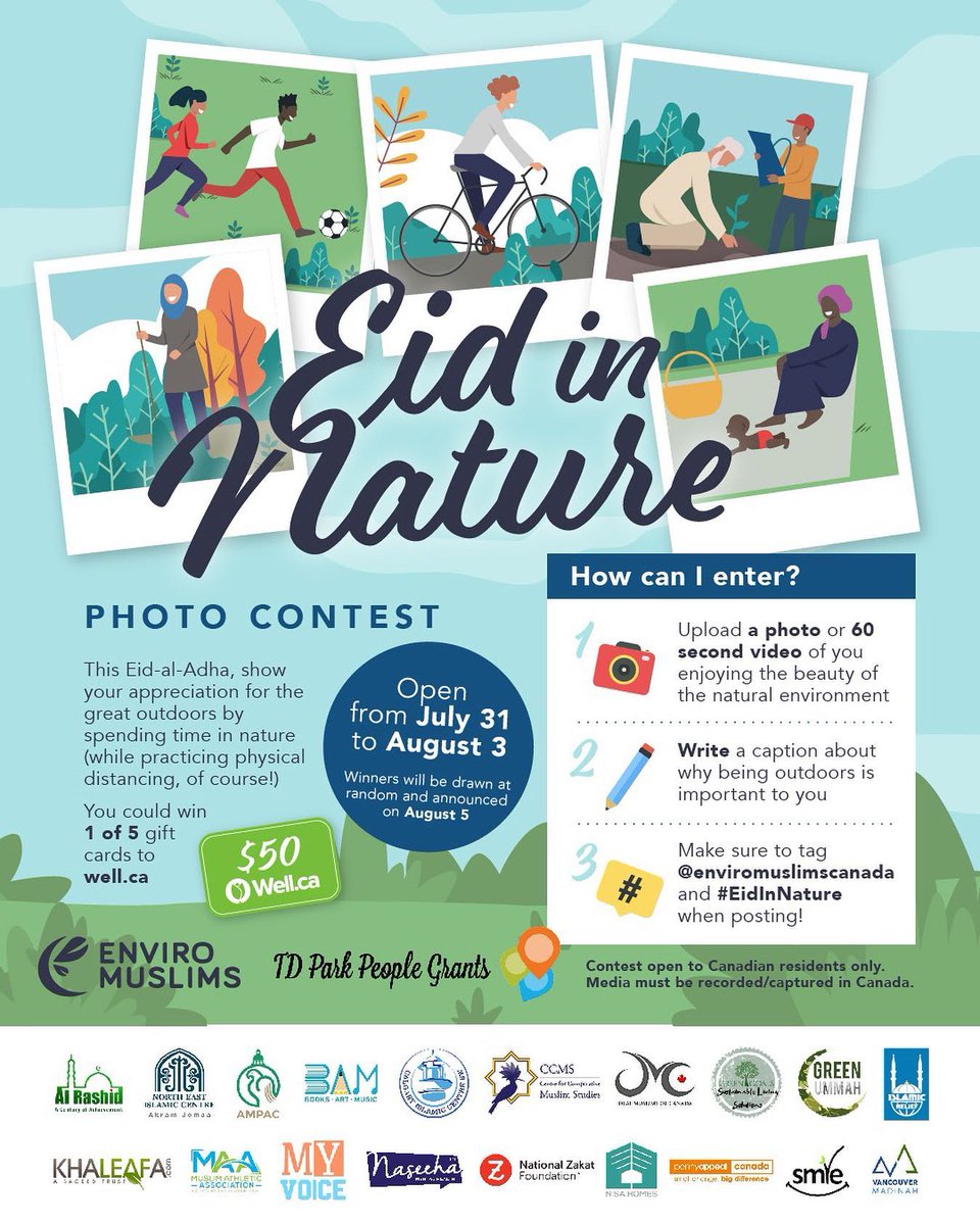 Muslim_Link's tweet photo. Eid in Nature: Join Canadian EnviroMuslims Instagram Eid al Adha Photo and Video Contest
https://t.co/UW7JlHUstE
@EnviroMuslims #EidinNature #EidAlAdha #EidMubarak https://t.co/f16O3PFXFL