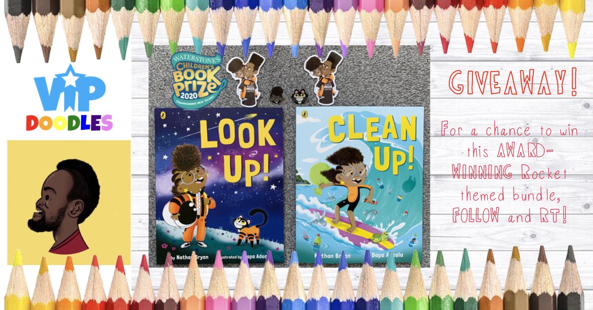🚨GIVEAWAY🚨

This is a STUNNING prize! You can win illustrator SIGNED copies of AWARD WINNING book ‘Look Up’ and it’s BRILLIANT sequel, ‘Clean Up’ as well as two @DapsDraws designed vinyl stickers and pin badges!

To enter, FOLLOW <a href="/VIP_doodles/">VIP Doodles</a> and <a href="/VIPreading/">VIP Reading</a> and RT!

Ends 7/8.