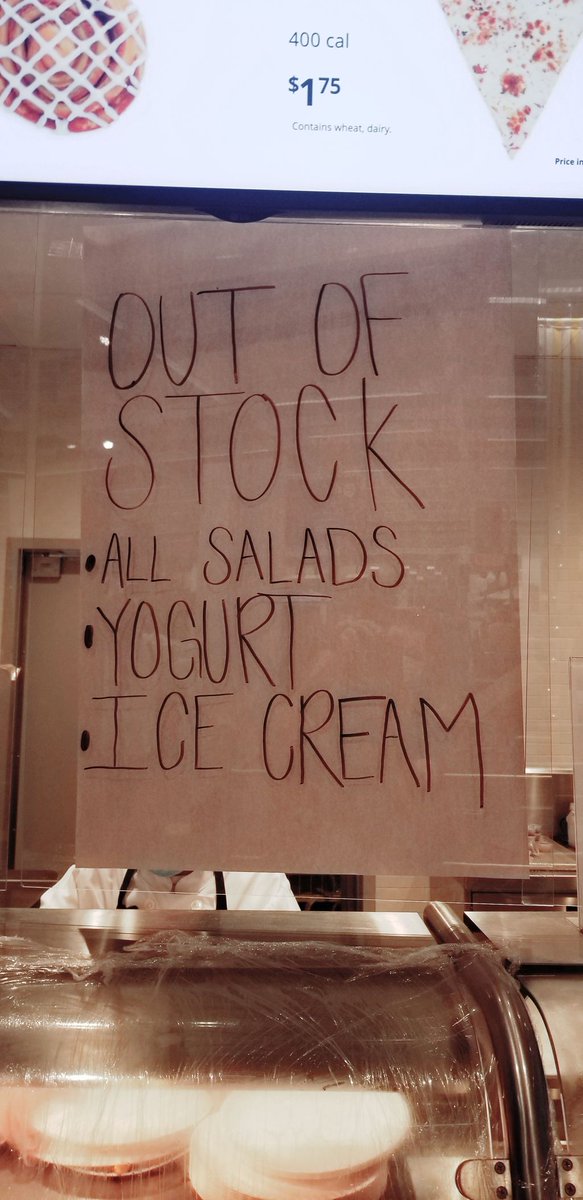 ADevotedYogi's tweet photo. Anyone else notice #supplychaindisruptions in thier communities?
The Local #IKEA hasn't recieved parts for or a new ice cream machine. Out of salads - hmmmm.. What was most recvealing were the numerous emtpy shelves by checkout.
#vegasvalley #lasvegas #Nevada #ObservetheWorld https://t.co/DqIGR1dqDV