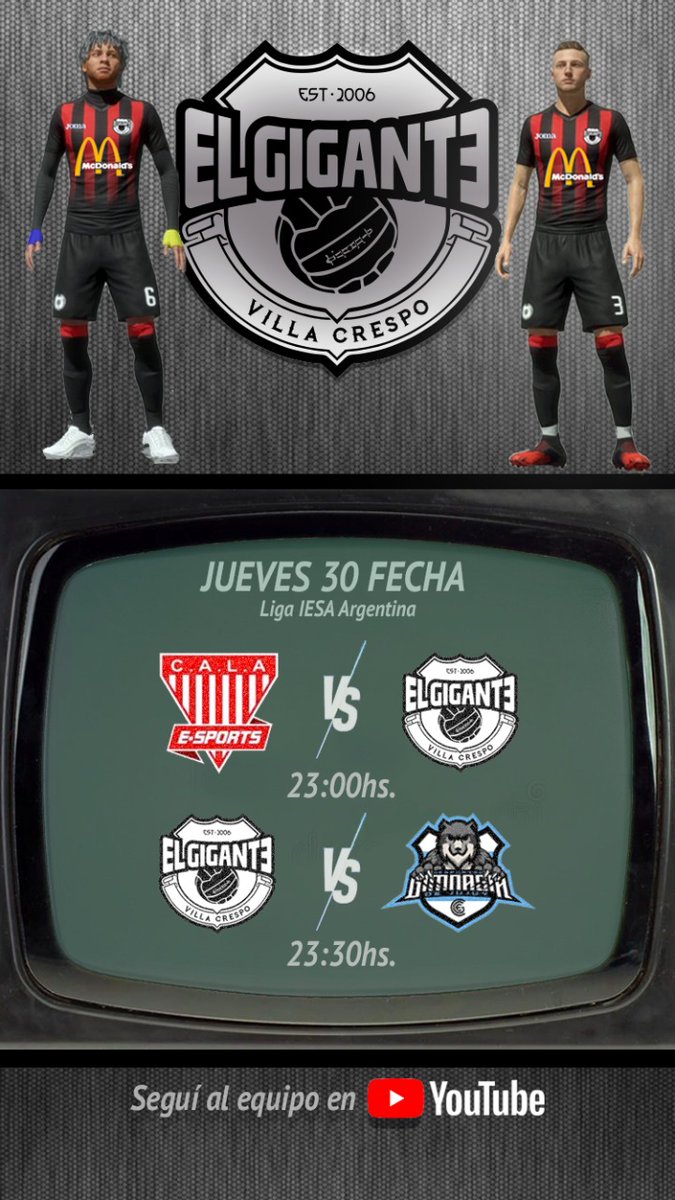 GClubespro's tweet image. Hoy doble fecha por la tercera de @IESAArgentina 
⏱️23 hs
🆚 @esportsLosAndes 
🏟️ Visitante 

⏱️23:30 hs
🆚 @OficialGyEJujuy 
🏟️ Gigante De Villa Crespo