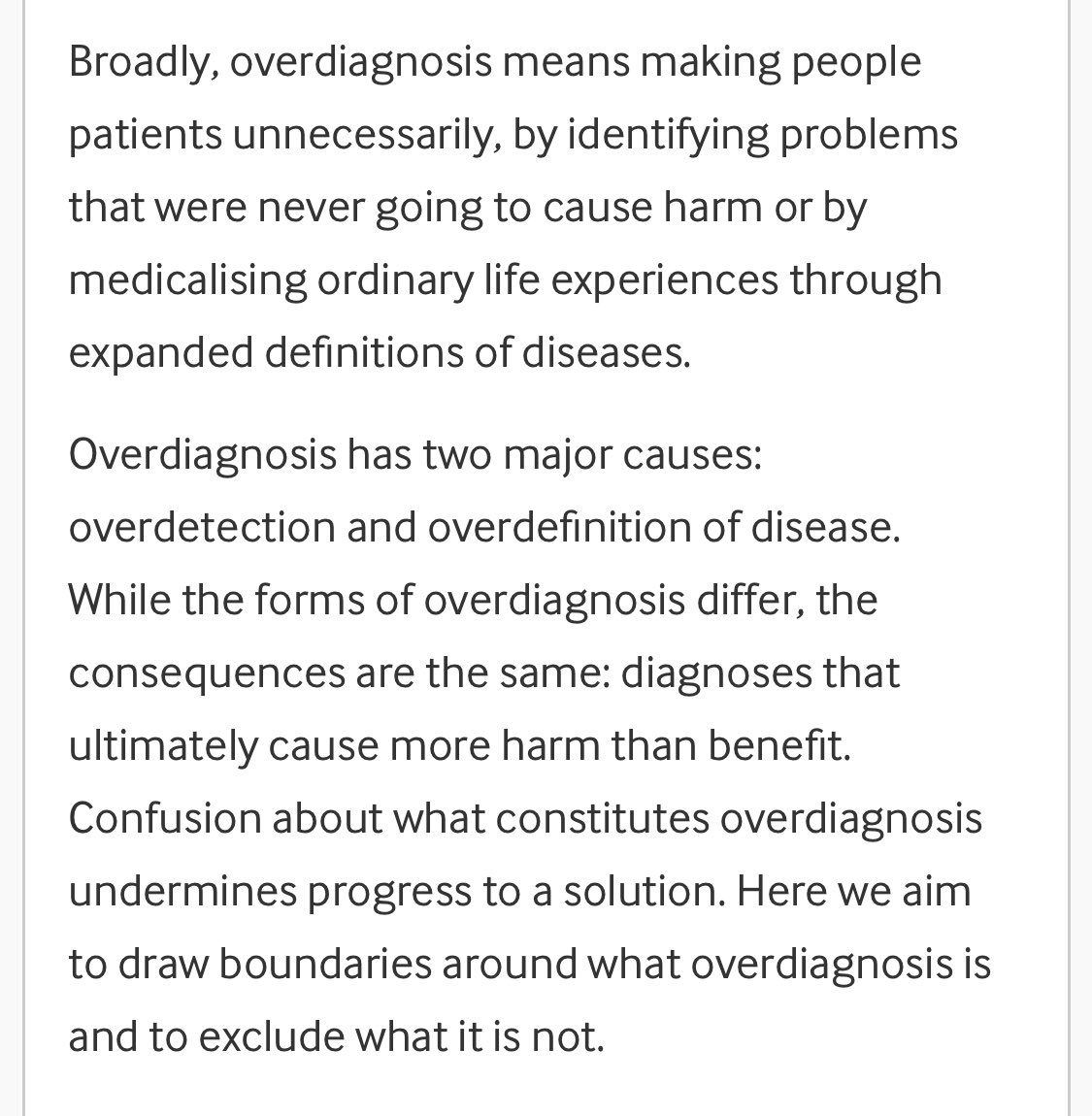 Testing asymptomatic people for COVID is a classic case of overdiagnosis—on a massive scale.So why are we doing it? (Read the excerpts...all the way to the end.) https://ebm.bmj.com/content/23/1/1&nbsp;