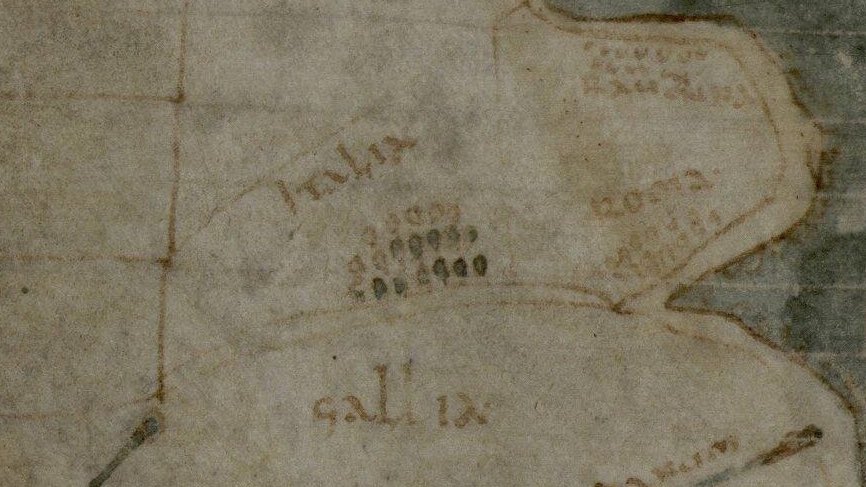 Moreover if we look at it in context of its manuscript it did another great thing: it allowed the reader to find themselves in relation to their past. The map stands in a long tradition of geography. Geography that was also textual. And it tells you where and *when* you are. 7/