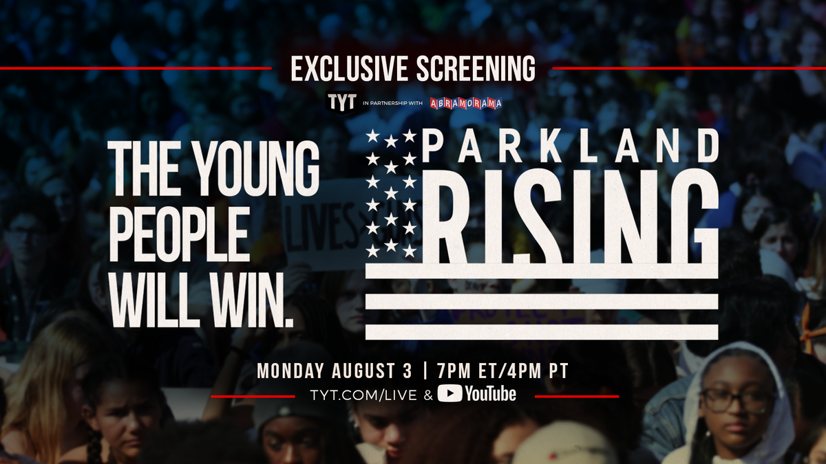 Join <a href="/TheYoungTurks/">The Young Turks (new on Substack @tytnetwork)</a> exclusive screening of #ParklandRising on Mon. Aug. 3 at 7pmET/4pmPT on tyt.com/live or YouTube.