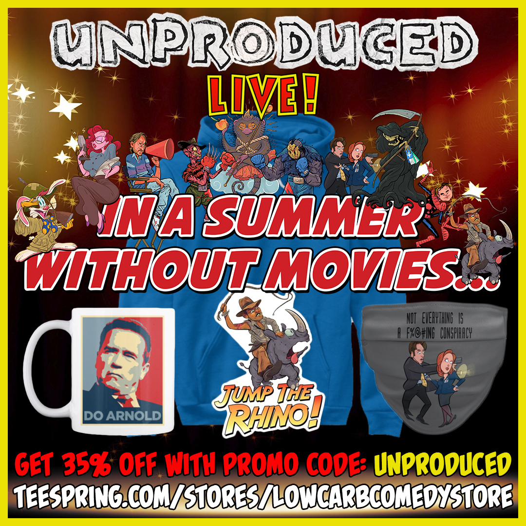 Celebrate the season finale of UNPRODUCED LIVE! with new shirts, masks, and more! 
GET 35% OFF with promo code: UNPRODUCED 
teespring.com/stores/lowcarb…
•
Art by @MaxBareArt 
•
#unproducedlive #sale #arnoldschwarzenegger #indianajones #thexfiles #JasonVoorhees #freddykrueger