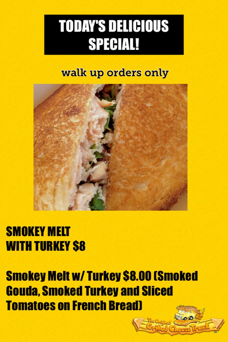 WALK UP SPECIAL AVAILABLE TIL FRIDAY! PREP KITCHEN OPEN TIL 830pm! 7029 Canby Ave RESEDA! 
SMOKEY MELT W/ TURKEY $8.00 Ooh so gouda! 🙃
.
.
gofundme.com/f/help-the-gri… our final day is FRI 7/31 support our crew <a href="/gofundme/">GoFundMe</a> campaign!