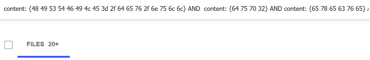 Oh, cool! Looks like VT supports logical operators with VTGrep, so you can almost do yara searches in an indexed (read: fast) way.

e.g. virustotal.com/gui/search/con…