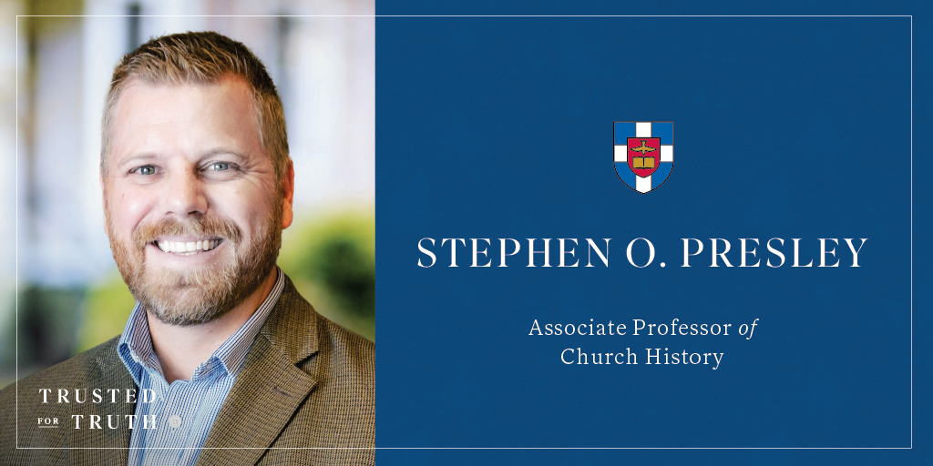 SBTS's tweet photo. We're thrilled to announce a new faculty addition: Stephen Presley as Associate Professor of Church History. @sopresley 

We are grateful to have him join our faculty and continue our #TrustedForTruth legacy. 

#SouthernSeminary #chooseafaculty https://t.co/4A3WmEurt6